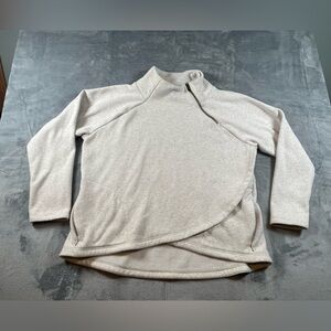Athleta Cozy Karma Asymmetrical Heather Beige Zip Pullover Fleece Sweatshirt 1X